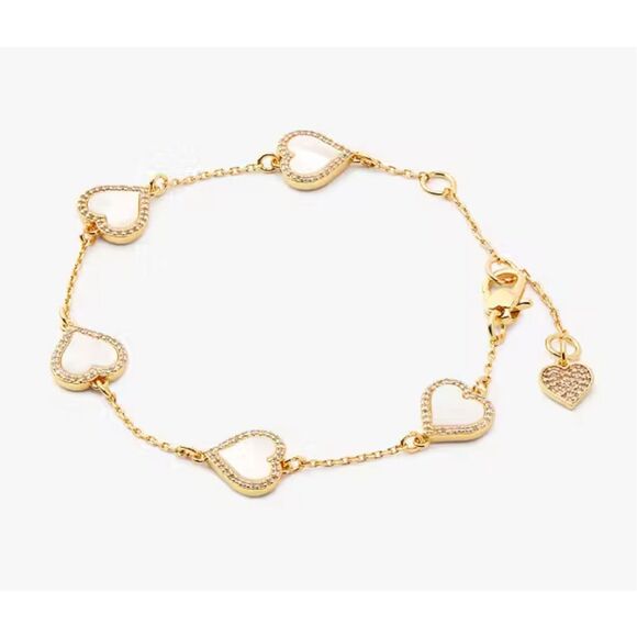 Kate Spade NWT Take Heart Line gold bracelet w/ mother of Pearl - Picture 1 of 7